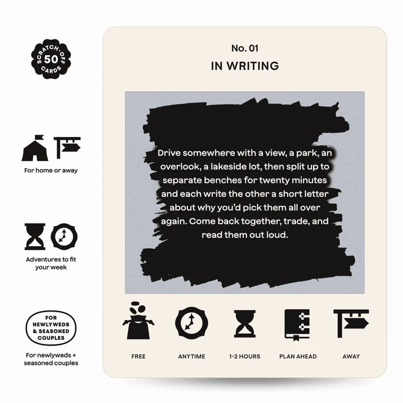 A card being scratched off to reveal the adventure